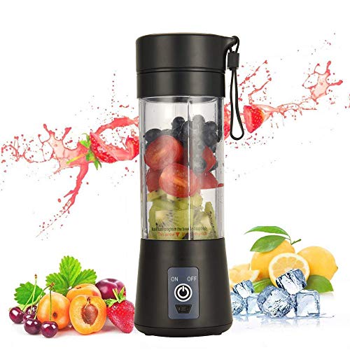 Portable Blender, Personal Size Blender USB Juicer Cup, 13oz Fruit Mixer Machine with 2000mAh Rechargeable batteries, Mini Travel Blender for Shakes and Smoothies, Baby Food, BPA-free (Black)