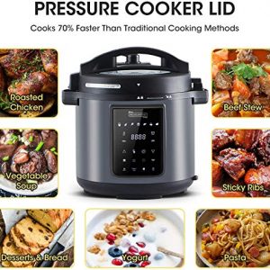 MICHELANGELO Pressure Cooker Air Fryer Combo 6 Quart, All-in-1 Pressure Cooker with Air Fryer - Two Detachable Lids for Pressure Cooker, Pressure Fryer, Air Fryer, Saute Cooker, 6 Qt