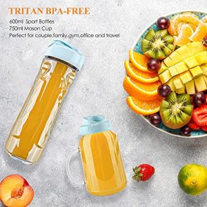 Smoothie Blender for Kitchen, Personal Mini Blender for Shakes and Smoothies with 20oz Sports Bottles & 25oz Mason Cup, Protable Blender 300W for Kitchen, Travel, Fitness with Safety Lock