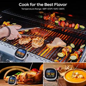 Digital Meat Thermometer for Cooking, 2021 Upgraded Touchscreen LCD Large Display Instant Read Food Thermometer with Backlight, Long Probe, Kitchen Timer, Cooking Thermometer for Oven, BBQ