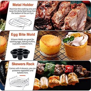 Air Fryer Accessories for COSORI Ninja Phillips Gowise Gourmia Dash Power XL Air Fryer, Fit 3.6-4.2-6.8QT Air Fryer with 8 Inch Cake Pan, Pizza Pan, Silicone Baking Cup