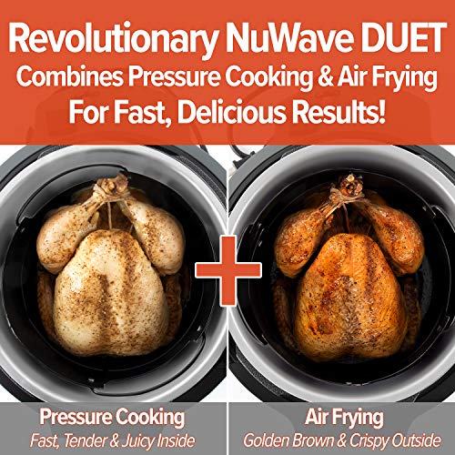 NUWAVE Duet Pressure Cook and Air Fryer Combo Cook; Stainless Steel Pot & Rack; Non-Stick Air Fryer Basket; Steam, Sear, Saute, Slow Cook, Roast, Grill, Bake, Dehydrate, Pressure Cook & Air Fry
