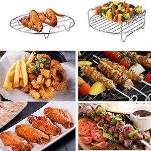 HSimple Air Fryer Rack XL Air Fryer Accessories Set Of 2, Multi-purpose Double Layer Rack with Skewer, Stackable Metal Holder, Compatible with Instant Pot XL Air Fryer Philips Ninjia Cosori Cozyna Gowise 5.3-5.8QT