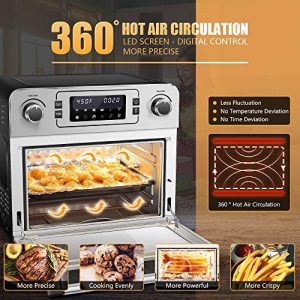 Aobosi Toaster Oven Air Fryer Oven Toaster Convection Oven Digital Countertop Rotisserie Oven Pizza Oven 10-in-1 Multi-Function Toast/Roast/Broil/Bake/Dehydrate|Large 24Qt|Recipe|1700W 16x13x16"