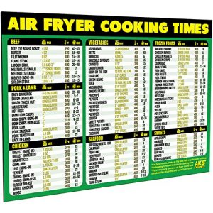 Air Fryer Cooking Times Magnetic Cheat Sheet - Extra Large Easy to Read 11” x 8.5” Airfryer Kitchen Accessory - Quick Reference Guide Magnet for Over 90 Popular Airfry Foods - Cook Healthy Meals Fast