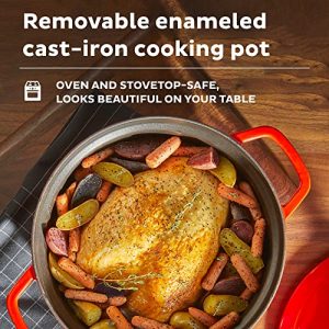 Instant Electric Precision Dutch Oven, 5-in-1: Braise, Slow Cook, Sear/Sauté, Cooking Pan, Food Warmer, Enamel Coated, Cast Iron, 6-Quart, 1500W, Red