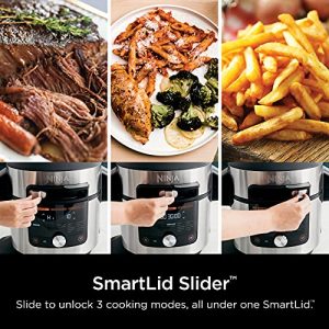 Ninja OL601 Foodi XL 8 Qt. Pressure Cooker Steam Fryer with SmartLid, 14-in-1 that Air Fries, Bakes & More, with 3-Layer Capacity, 5 Qt. Crisp Basket & 45 Recipes, Silver/Black