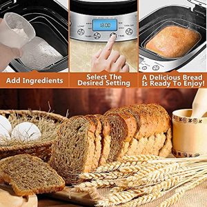 CROWNFUL Air Fryer Toaster Oven, 2LB Programmable Bread Maker with Nonstick Pan and 12 Presets, 1 Hour Keep Warm Set , 2 Loaf Sizes, 3 Crust Colors, Recipe Booklet Included, ETL Listed (White)