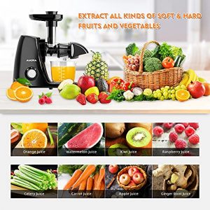 Aucma Juicer Machine,Slow Juicer Extractor,Cold Press Juicer with Quiet Motor and Reverse Function,Masticating Juicer Machine with Brush Recipes,for High Nutrient Fruit Vegetable Juice (Black)