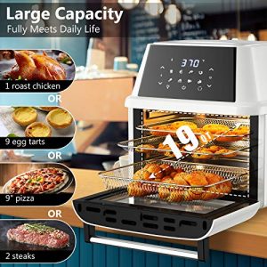 COSTWAY 8-in-1 Air Fryer Oven, Multifunctional Programmable 19QT Cooking Oven with 10 Accessories, Rotisserie, 8 Pre-set Recipe, LED Digital Touchscreen, Viewing Window, 1800W (White)