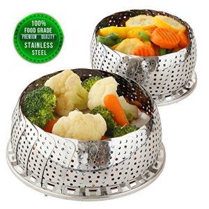 Vegetable Steamer Basket Set - Steamer Inserts for Instant Pot + Safety Tool - 100% Stainless Steel - Pressure Cooker & Instant Pot Accessories, Pot in Pot - Egg Rack