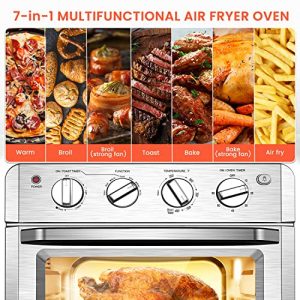 Panaromia Air Fryer Toaster Oven Combo, 7-in-1 Convection Oven Countertop, 20QT Large Capacity Air Fryer with 4 Accessories & E-Recipes, 1550W Easy to Control Countertop Oven with Timer, 6 Slice