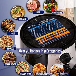 Air Fryer Magnetic Cheat Sheet - Air Fryer Accessories Cooking Times Chart 10.5x6.5 & 5X5 Magnet for Easy Accurate Frying, Recipe Reference Quick Cook Guide Over 90 Healthy Meals Airfryer Accessory