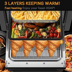 WEESTA Air Fryer Toaster Oven, 5 in 1 Multi-Functional Air Fry, Roast, Toast, Broil & Bake with Accessories & E-Recipes, Multi Layers, UL Certified,1300 W,18 L Black 19 Quart