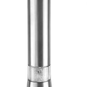 COLE & MASON Hampstead Electric Salt Grinder with LED Light - Electronic Battery Operated Mill, Stainless Steel