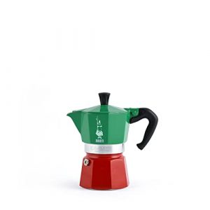 Bialetti - Moka Express Italia Collection: Iconic Stovetop Espresso Maker, Makes Real Italian Coffee, Moka Pot 3 Cups (4.3 Oz - 130 Ml), Aluminium, Colored in Red Green Silver