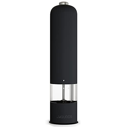 Electric Salt and Pepper Grinder Set - Automatic, Refillable, Battery Operated Spice Mills with Light - One Handed Push Button Peppercorn Grinders and Sea Salt Mills