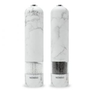 Nomad Electric Salt and Pepper Grinder Set Battery Operated (Marble Pattern) Smudge Proof
