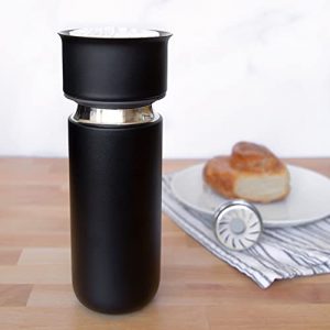 Fellow Carter Move Travel Mug - Vacuum-Insulated Stainless Steel Coffee and Tea Tumbler with Ceramic Interior and Splash Guard, Matte Black, 16 oz Cup