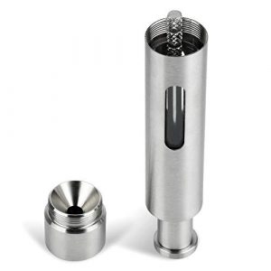 Cute Stainless Steel Pepper Mills with One Hand Stands Mini Thumb Push for Peppercorns, Sea Salt, Spices, Table Seasoning Grinders