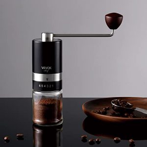 VEVOK CHEF Manual Coffee Grinder Mini Hand Coffee Grinder 6 Adjustable Setting Stainless Steel Conical Burr Mill Portable Hand Crank Coffee Bean Grinder Fine for Espresso Gift