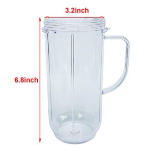 Veterger Replacement parts 22oz Tall Mug cup with Flip Top To-go Lid,Compatible with Magic Bullet MB1001 250W Blender Juicer(2 PACK)