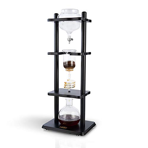 Yama Glass Cold Brew Maker I Ice Coffee Machine With Slow Drip Technology I Makes 6-8 cups (32oz), Large Capacity Cold Brew Coffee Tower, Black