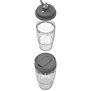 GE Blender Accessory Kit | Includes (2) 16-Ounce Blender Cups & (2) To-Go Lids| Attach, Blend, and Go | Dishwasher Safe | Stainless Steel Blade