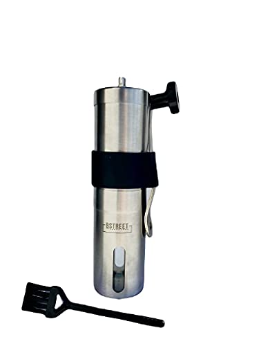 Manual coffee grinder - stainless steel conical ceramic burr coffee bean grinder for espresso and french press - portable for travel and camping - Adjustable hand crank for precision or coarse grind 