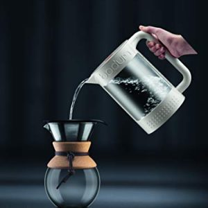 BODUM Pour Over Coffee Maker Grip, 8 Cup, 34 Ounce, Double Wall Cork & 11883-259US Melior Gooseneck Electric Water Kettle, 27 Ounces, Matte Black