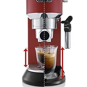 DeLonghi America, Inc EC685R Dedica Deluxe 15-Bar Pump Espresso Machine, Red