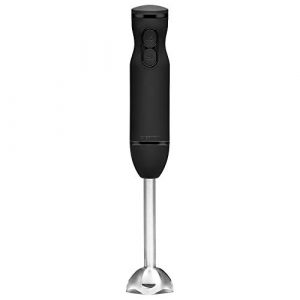 Chefman Immersion Stick Blender Includes Stainless Steel Shaft & Blades Powerful Ice Crushing 2-Speed Control One Hand Mixer, Soft Touch Grip, Black