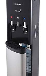 Primo hTRIO Water Dispenser with K-Cup Single Serve Coffee Brewing, Bottom Loading 2 Temp (Hot & Cold) Water Dispenser for 5 Gallon Bottle, Black/Stainless