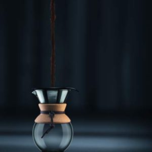 BODUM Pour Over Coffee Maker Grip, 8 Cup, 34 Ounce, Double Wall Cork & 11883-259US Melior Gooseneck Electric Water Kettle, 27 Ounces, Matte Black