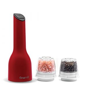 FinaMill – Award Winning Battery Operated Pepper Mill & Spice Grinder in One, Adjustable Coarseness, Ceramic Grinding Elements, One Touch Operation with LED Light, includes 2 Quick-Change FinaPods