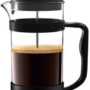 Utopia Kitchen French Press Espresso and Tea Maker with Triple Filters, Stainless Steel Plunger and Heat Resistant Borosilicate Glass (34-oz, Black)