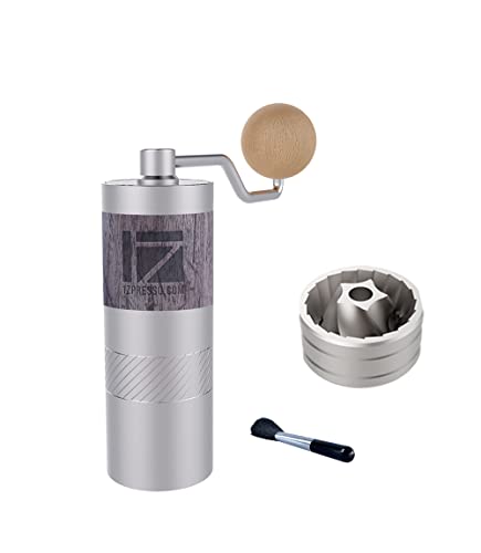 1Zpresso Q2 Manual Coffee Grinder Mini Slim Travel Sized Fits in the plunger of AeroPress, Assembly Stainless Steel Conical Burr, Numerical Internal Adjustable Setting Coarse for Filter, Capacity 20g