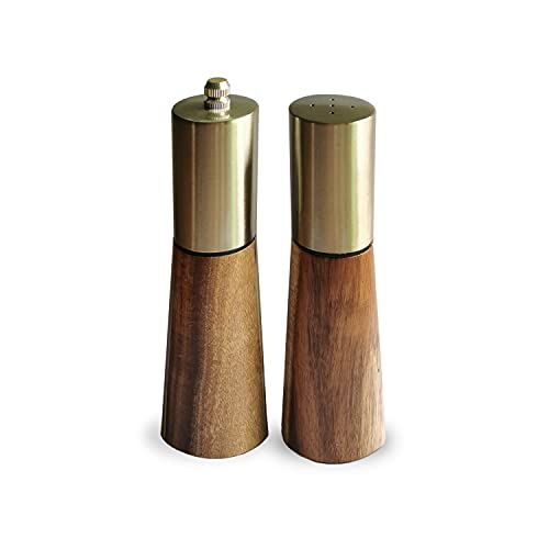 Salt and pepper grinder set, stainless steel manual pepper grinder, adjustable thickness, suitable for kitchen, barbecue, picnic, 2 packs