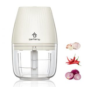 Befano Electric Garlic Chopper, 300ml Mini Food Processor Masher Crusher, Garlic Grinder for Onion Ginger Vegetable Pepper Spice Meat and Baby Food, BPA Free- White