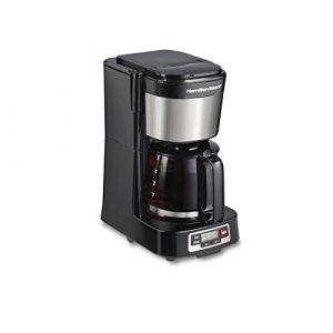 Hamilton Beach 5 Cup Compact Drip Coffee Maker with Programmable Clock & Glass Carafe, Black (46111)