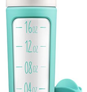 Ello Splendid Glass Shaker Bottle with Leak-Proof Lid, 20 oz, Mint