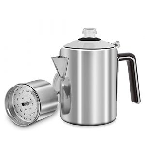 Hillbond Coffee Percolator Stainless Steel Camping Coffee Pot Outdoors 9 Cup Percolator Coffee Pot for Campfire or Stove Top Coffee Making…