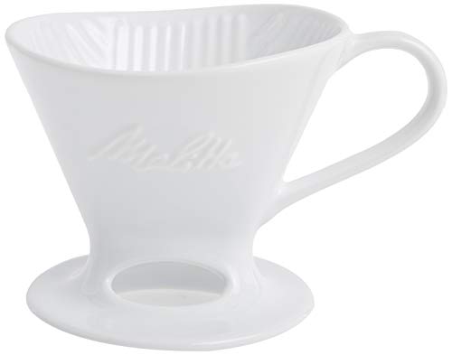 Melitta 1 Cup Porcelain Pour-Over Cone Coffeemaker, Glossy White