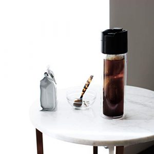 SOMA Double Wall Glass Tea and Coffee Cold Brew Bottle, Black, 12oz (SM18501K)