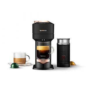 Nespresso Vertuo Next Coffee and Espresso Maker by De'Longhi, Deluxe Matte Black Rose Gold with Aeroccino Milk Frother