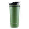 Ice Shaker Stainless Steel Insulated Water Bottle Protein Mixing Cup (As seen on Shark Tank) | Gronk Shaker | (Green 26 oz)