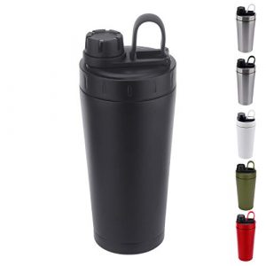 Stainless Steel Protein Shaker Bottle Insulated Keeps Hot/Cold Dishwasher Safe/Double Wall/Odor Resistant/Sweatproof/Leakproof/BPA Free 20 oz (Black)