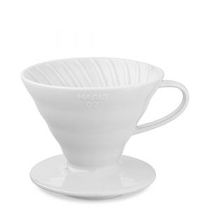 Hario V60 Coffee Pour Over Kit Bundle Set - Comes with Ceramic Dripper, Range Server Glass Pot, Measuring Spoon, and 100 Count Package of Hario 02W Coffee Filters
