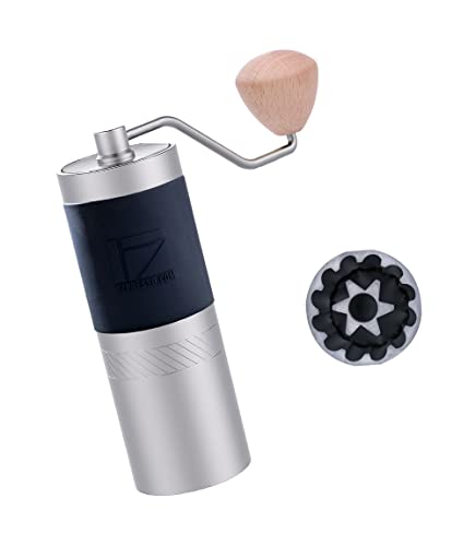 1Zpresso JX Manual Coffee Grinder Light Gray Capacity 35g with Assembly Stainless Steel Conical Burr - Numerical Internal Adjustable Setting, Portable Mill Faster Grind Efficiency to Coarse for Filter