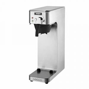 Waring Commercial WCM70PAP Café Deco Automatic Airpot Coffee Brewer, Stainless Steel Construction, Hot water faucet, Plumbed, 120V, 5-15 Phase Plug